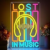 Music Neon Sign for Wall Decor Rock Band LED Neon Light for Man Live Music LED Sign for Bedroom Rock Band Light Up Signs for Studio Party Bar Decor Birthday Gifts Size 14.9 * 9.4 In(JTD315)
