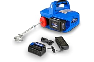 Landworks Electric Towing Winch Hoist Portable Cordless 1000 lbs 1/2 Ton Max Weight Brushless Motor Li-Ion Battery Powered 20' Foot Steel Braided Cable for Off Road ATV Truck Boat Trailer Hunting