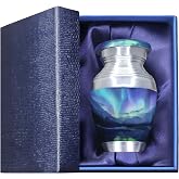 M MEILINXU Keepsake Urn for Human Ashes, Aurora Borealis Small Galaxy Urn | Cremation Keepsakes for Ashes Women and Men, Unique Mini Urns for Ashes, Home Display, Remembrance, Funeral Services