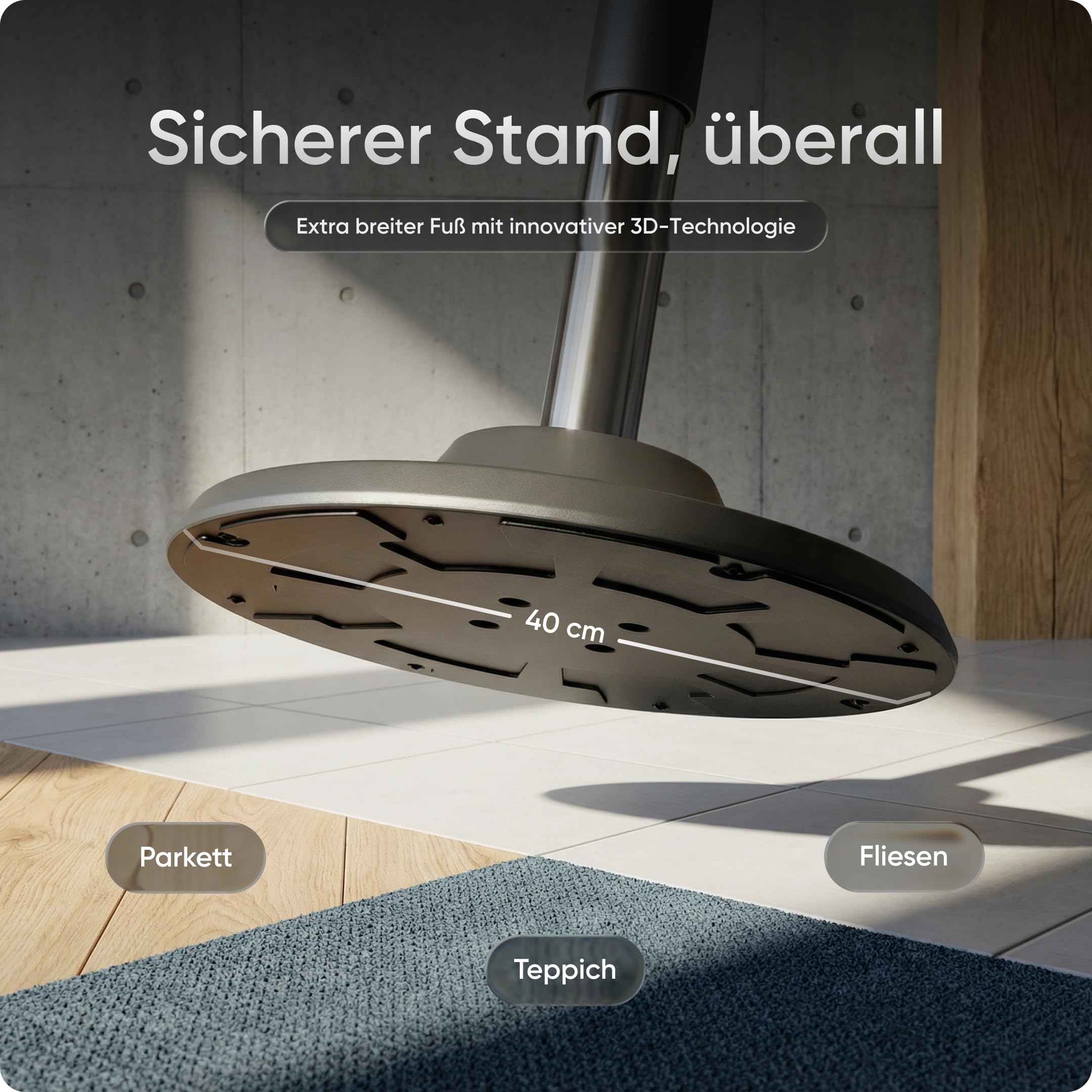 DESKSPACE Motion Sitzhocker - Stehhocker höhenverstellbar, ergonomischer Hocker bis 140kg mit CushCloud-Polsterung, Gasfeder & 3D-Sitzmechanik, Bürohocker ergonomisch, Wackelhocker, Stehstuhl (Grau) 4