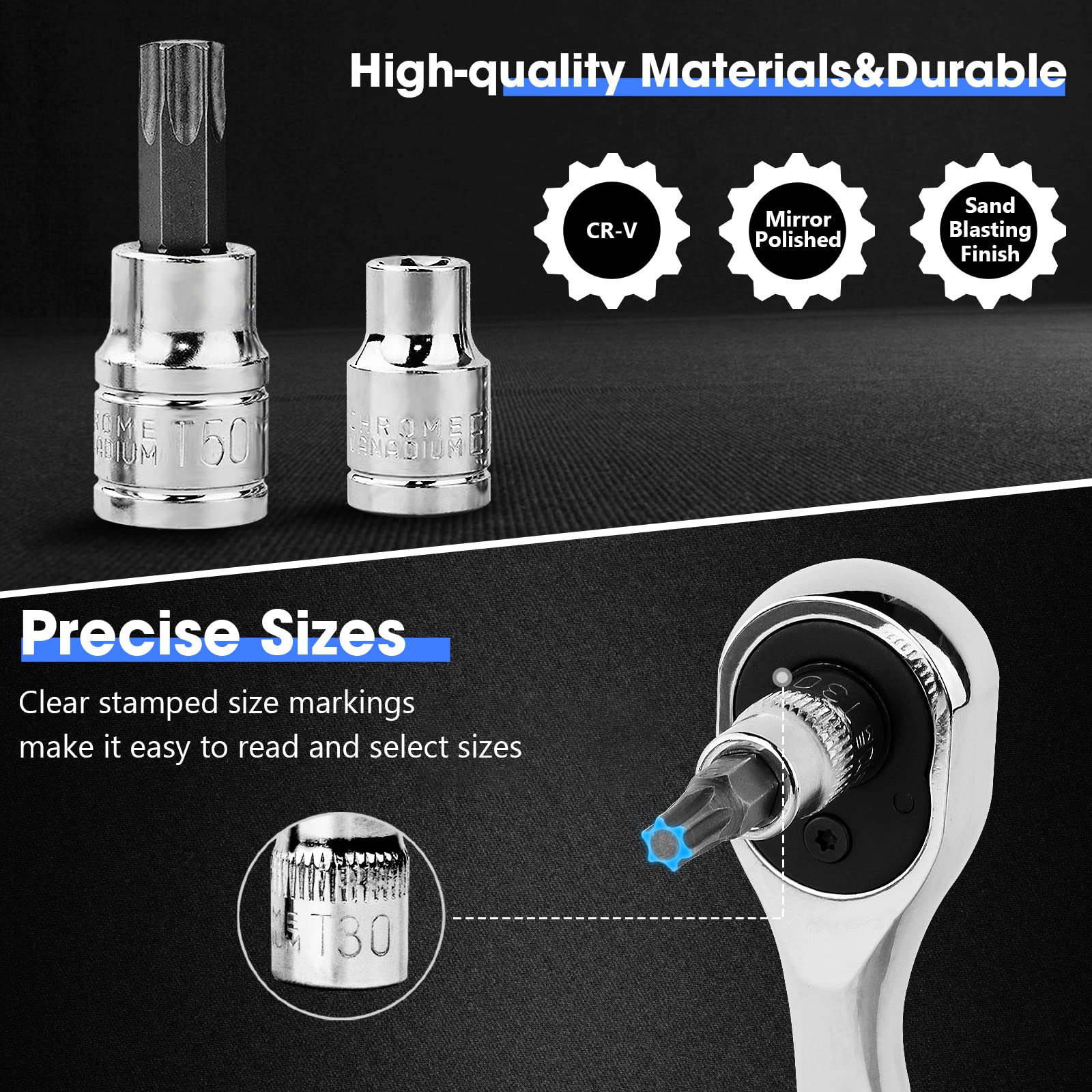 Mua PTSTEL 53PCS Master Torx Bit Socket Set,8 Point Star Bit for ...