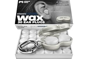 Peace&Quiet PQ Wax Ear Plugs for Sleeping - 30 Silicone Wax Earplugs for Sleeping and Swimming, Gel Ear Plugs for Noise Cancelling, Sound Blocking Level of 32 Db (30 Pillows), Color: White