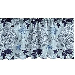 Ambesonne Compass Window Valance, World Map Pattern