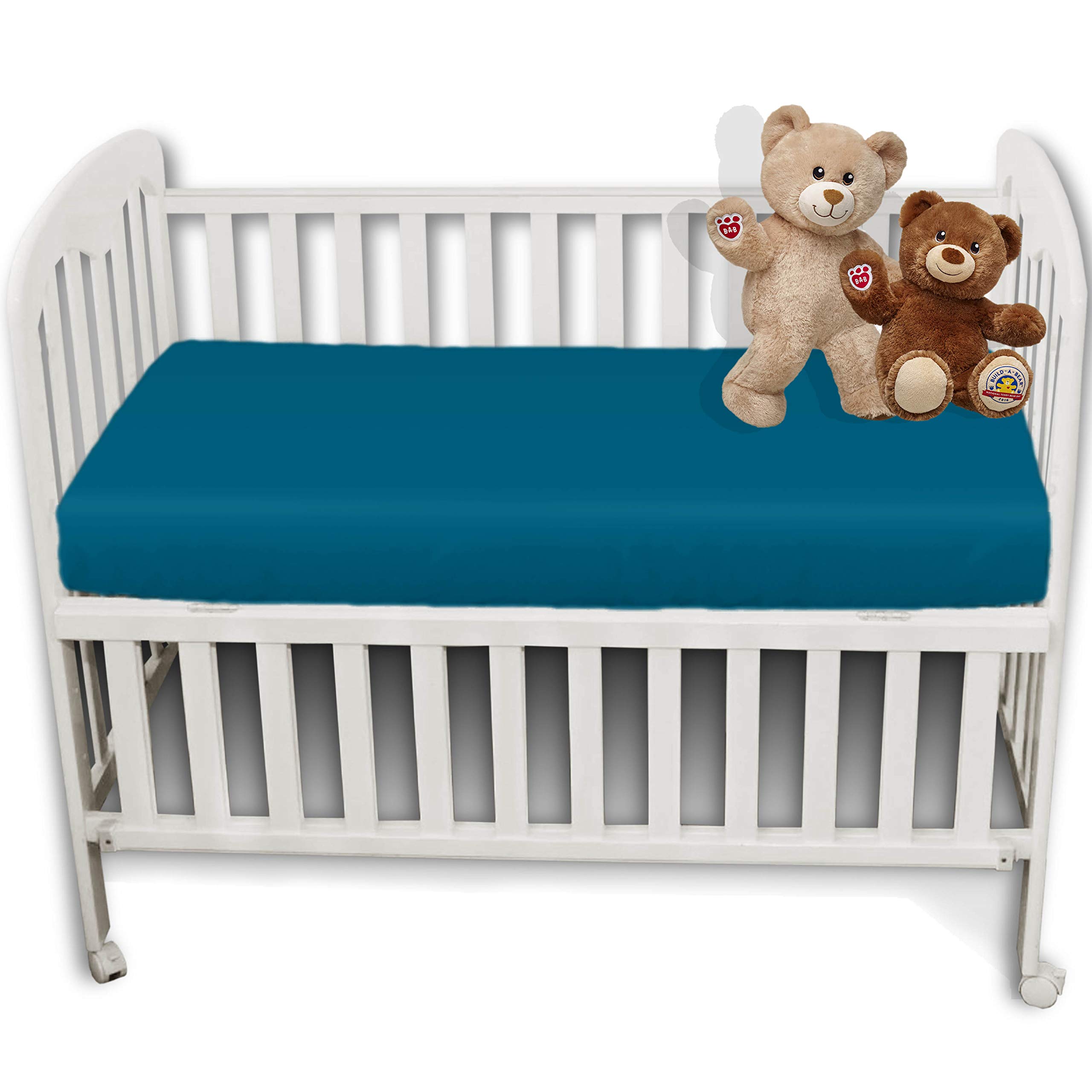 2 x AmigoZone Pollyotton Cot Bed Fitted Sheet (Teal, Cot Bed (70 x 140cm))