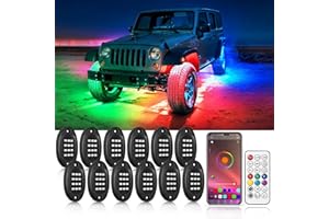 ZONECONA 12Pods RGB+IC Dream Color LED Rock Lights, Chasing Effect Underglow Lights Car Exterior with APP/RF Remote, Multicolor Underbody Neon Light 12v Waterproof for Trucks Jeep UTV ATV Golf Cart RV