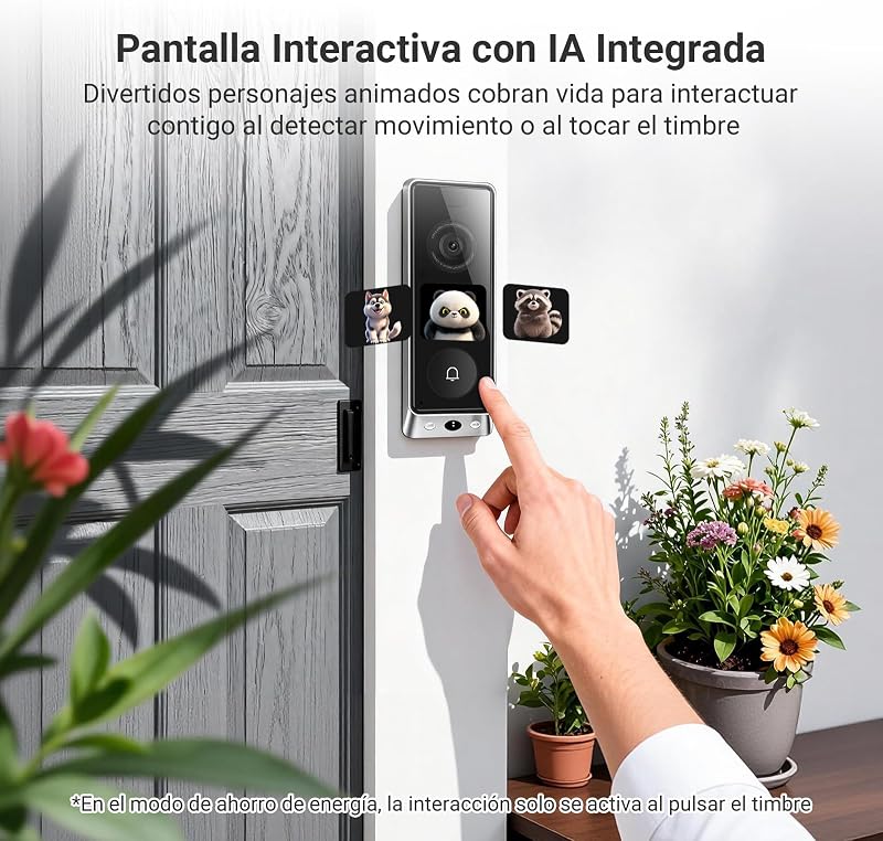 Campainha sem fios EP8 Ultra Câmara Dupla Exterior 6MP+2MP, Sinal CH1, Ecrã Interativo, Detetar Pessoa/Pacote, Pré-Gravação, 2 Baterias Recarregáveis, 32GB EMMc Interno, Wi-Fi 6, 2,4GHz