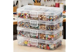 4-Pack Plastic Organizer Boxes with 40 Grids, Stackable Jewelry & Craft Storage Case, Waterproof Hardware Parts Holder for Be