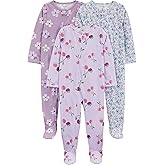 Simple Joys by Carter's Baby and Toddler Girls' 3 Pack Loose Fit Polyester Jersey Footed Pajamas