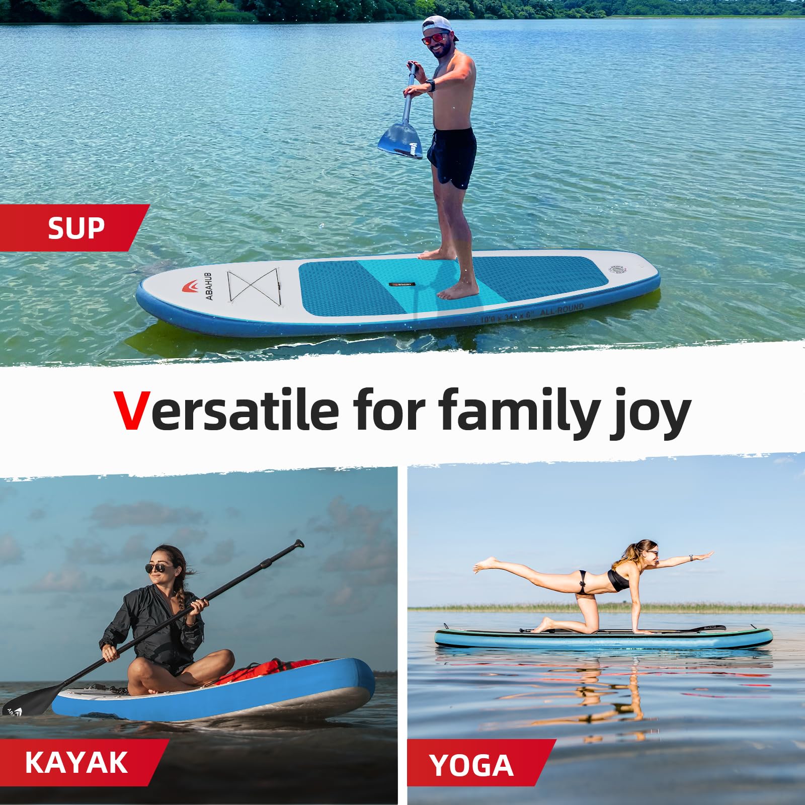 Abahub Inflatable SUP, Wide 10'6
