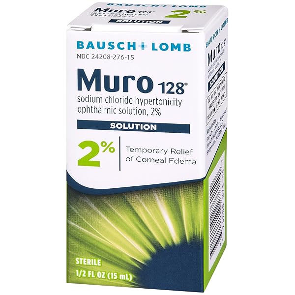MURO 128 EYE DROPS, TEMPORARY RELIEF OF CORNEAL EDEMA, EYE CARE, SODIUM CHLORIDE HYPERTONICITY OPHTHALMIC SOLUTION 2% , 0.5 FL OZ