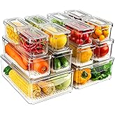 NISILIN 14 Pack Fridge Organizers and Storage - Refrigerator Organizer Bins with Lids, BPA-Free Fridge Organization, Fruit Storage Containers for Fridge, Vegetable, Food, Drinks, Cereals, Clear