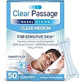 Clear Passage Nasal Strips Medium, Clear, 50 ct | Works Instantly to Improve Sleep, Reduce Snoring, & Relieve Nasal Congestion Due to Colds & Allergies