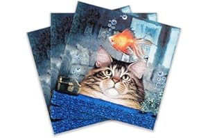 Colored Paper Cocktail Napkins, 20 Count Shabby Chic Napkins for Wedding, Dinner Tea Party Shower (Cat's Dream)