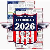 ZLODEPIP 2026 Florida State and Federal Labor Laws Poster – OSHA Compliant Laminated 24" x 36" English and Spanish Bundle 2 Pack Folded