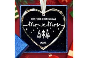 LUCAGIFT First Christmas Married Ornament 2025 - Mr and Mrs Gifts, Wedding Gifts - Wedding Gift for Couples 2025, Newlyweds, Bride - Bridal Shower Gift Ideas - Glass Christmas Hanging Ornament