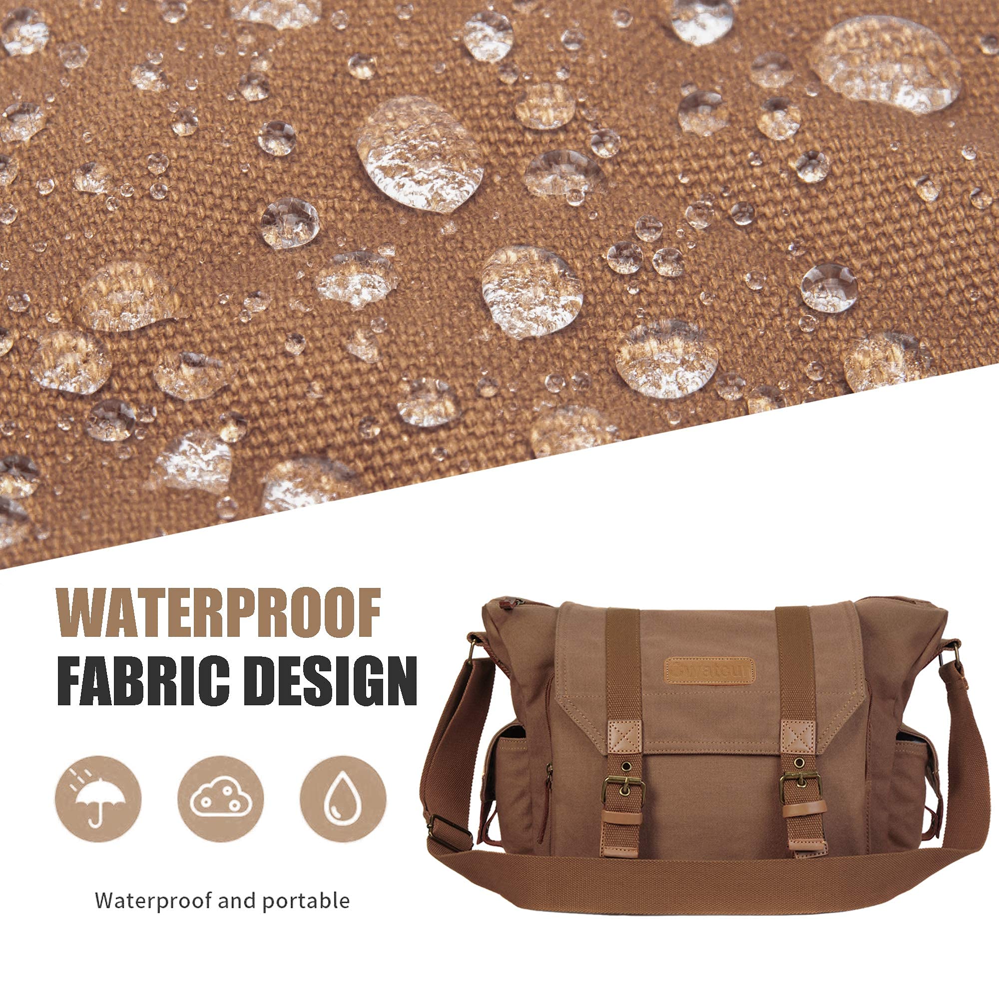 Cwatcun Camera Case Canvas Shoulder Bag with detachable insert Case Shockproof Camera Messenger Bag for Canon Sony Nikon DSLR/SLR, Mirrorless Camera Bag with Tripod Holder for Men Women (Color:Brown)