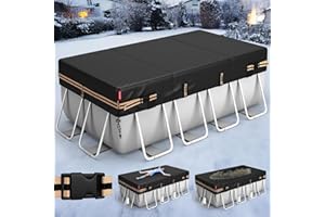 QH.HOME 12x24 Ft Rectangular Pool Cover for Bestway/Intex/Coleman Frame Rectangular Pool, [Excellent Windproof ] with Adjustable Buckle Straps & Drawstring Hem. [Durable, Tear Resistant]