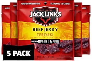 Jack Link's Beef Jerky, Teriyaki, Multipack Bags - Flavorful Meat Snacks for Lunches, Ready to Eat Protein Snacks, Individual Packs - 7g of Protein, Made with 100% Beef - 0.625 oz (Pack of 5)