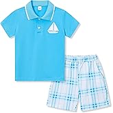 Afsmlys Kids Tween Boy Clothes Casual Short Sleeve Polo Shirt + Plaid Print 2Pcs Shorts Summer Clothing Set