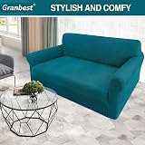 Granbest High Stretch 2 Seater Sofa Cover Blackish Green Jacquard Non Slip view 2