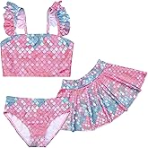 CHILDRENSTAR Girls Tankini Swimsuit Sets with Cover Up Skirt 3 Pieces Ruffle Bikini Set Bathing Suit for Kids 3-13Y