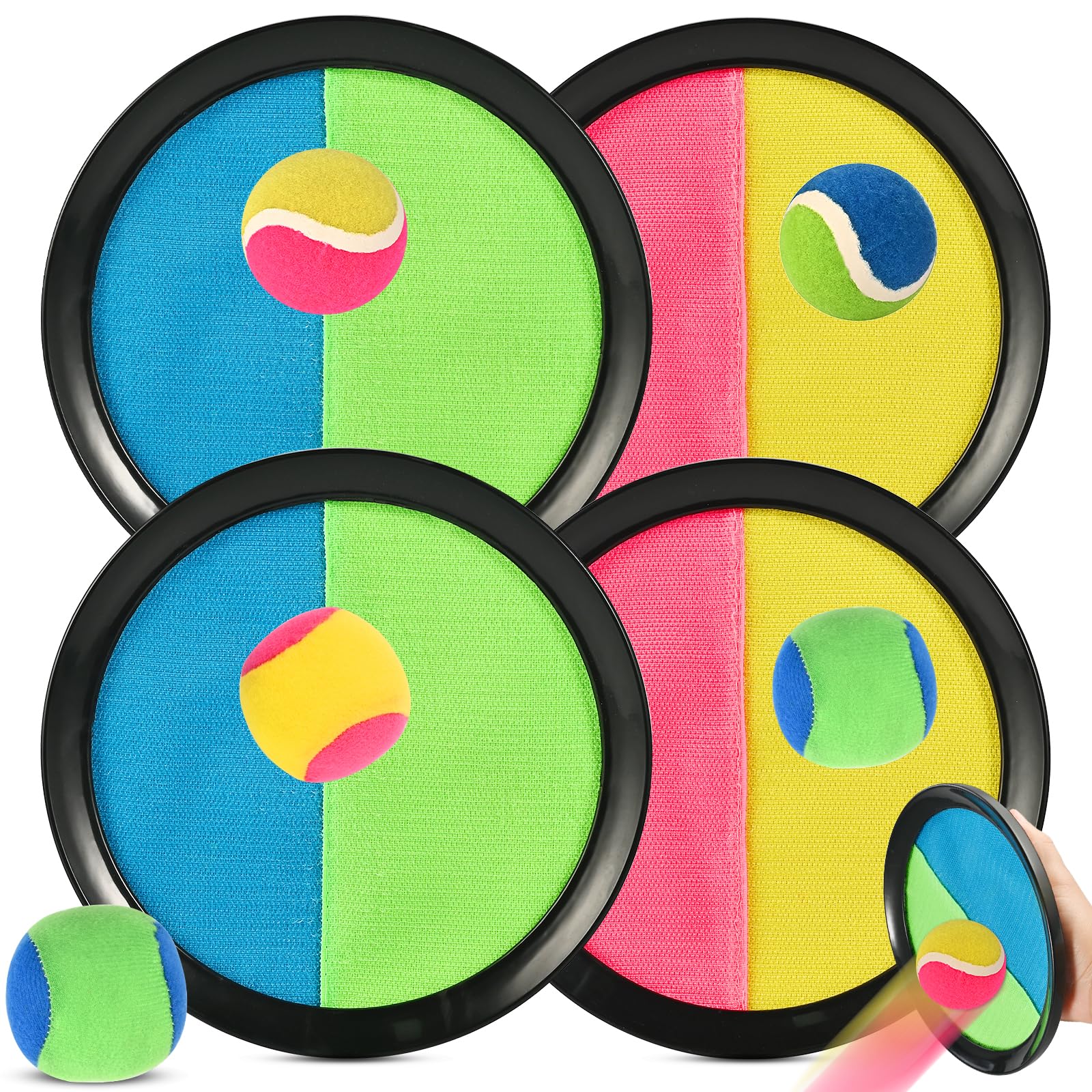 GOLDGE Toss and Catch Beach Toys for Kids 5 6 7 8+ Years, Beach Ball Games, Outdoor Lawn Games, Garden Pool Toys, Family Game with 4 Sticky Paddles 5 Balls for Children Adults