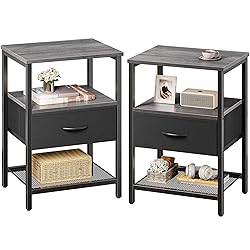 Huuger Nightstand Set of 2, Night Stand with Fabric