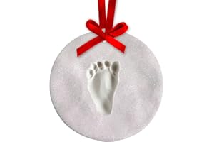 Tiny Ideas Baby Glitter Hand or Footprint Christmas Ornament, Holiday Baby Keepsake, No Bake Impression Kit For Newborn, Baby's First Christmas Ornament