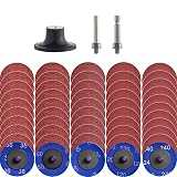 NYXCL 60Pcs 2 Inch Quick Change Sanding Discs Set, 2Pcs 1/4 Holders, Die Grinder Surface Conditioning Burr Rust Paint Removal