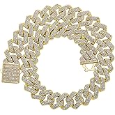 JINAO Cuban Link Chain for Men - 20MM Iced Out Miami Mens Necklace 14K Gold Plated Cubic Zirconia Women Hip Hop Jewelry