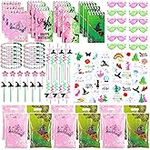 MEPIG 74 Pcs Pink and Green Wicked Party Favors Witch Favor Goodie Bag Stuffers with Sunglasses, Notepad, Temporary Tattoos, Bracelets for Kids Girls Princess Witch Themed Birthday Party Decorations