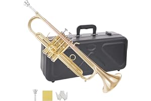 KAYATA Bb Trumpet with Phosphor Copper Leadpipe.Trumpet Set for Student Beginner with ABS Sturdy Trumpet Case, Cleaning Kit and 7C Mouthpiece, Brass Trumpet Instrument,(Golden)