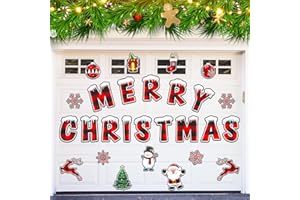 JOYPRO Christmas Garage Door Magnets, 27 Pcs Large Merry Christmas Garage Door Banner Decor, Xmas Car Magnets Refrigerator Stickers Kitchen Decal for Xmas Holiday DIY Magnetic Decor