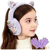 Mei MACLEOD Girls Earmuffs Knit Winter Ear Muffs Gloves Set for Kids Boys Cold Weather Ear Warmer