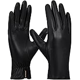 FIORETTO Womens Leather Gloves Winter Touchscreen Warm Wool/Fleece Lined Sheepskin Driving Gloves (Chrome-Free) W24004