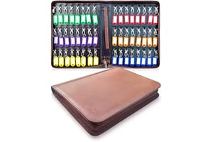 BSTANSION Portable Key Organizer,Zippered Key Organizers Case with 48 Key Hooks and Tags Key Storage,Leather Apartment Manager and Landlord Key Holder,Key Organizer Box for Real Estate Sales,Hotels,Car Service