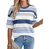 XIEERDUO Womens Half Sleeve Sweater Knit Crochet Blouses Tops 2026 Spring Summer Fashion Clothing Outfits