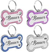 EDSG Personalised Dog Tag Pink Bone Stainless Steel Engraved ID Tag UK view 4