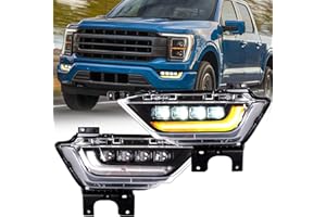 LED Fog Light with DRL & Turn Signal Light Compatible for 2021-2023 Ford F150 XL XLT Full Led Light Bumper Fog Lamps Assembly