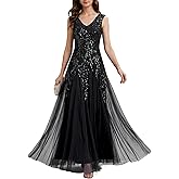Ever-Pretty Women's Sequin V-Neck Formal Evening Dresses Cap Sleeves Ball Gowns Prom Dress 02559