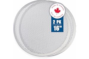 Norjac Restaurant-Grade | Non-Stick 16-Inch 2 Pack Aluminum Pizza Screen | Seamless Rim | Heavy-Duty Oven-Safe | Rust-Proof - Mesh Pan