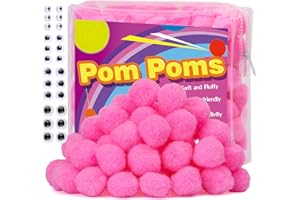 Veroave 150 Pieces Pom Poms, 1 Inch Pink Pom Poms for Crafts, Fuzzy Puff Balls for DIY Art Creative Crafts Decorations, Crafts Pom Poms Balls for Valentine's Day, Women's Day, Mother's Day