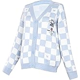 WANHONGYUE Kawaii Cartoon Cardigan Sweaters for Women Girls Long Sleeve Open Front Knit Cardigans Plaid JK School Uniform