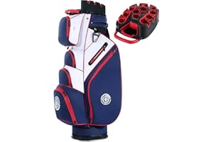 Shopsource Golf Cart Bag, 14 Way Molded Lock Top Club Bag with Full-Length Dividers, Silence Cart Bags for Men with Handles Ergonomic Padded Strap, Rain Hood