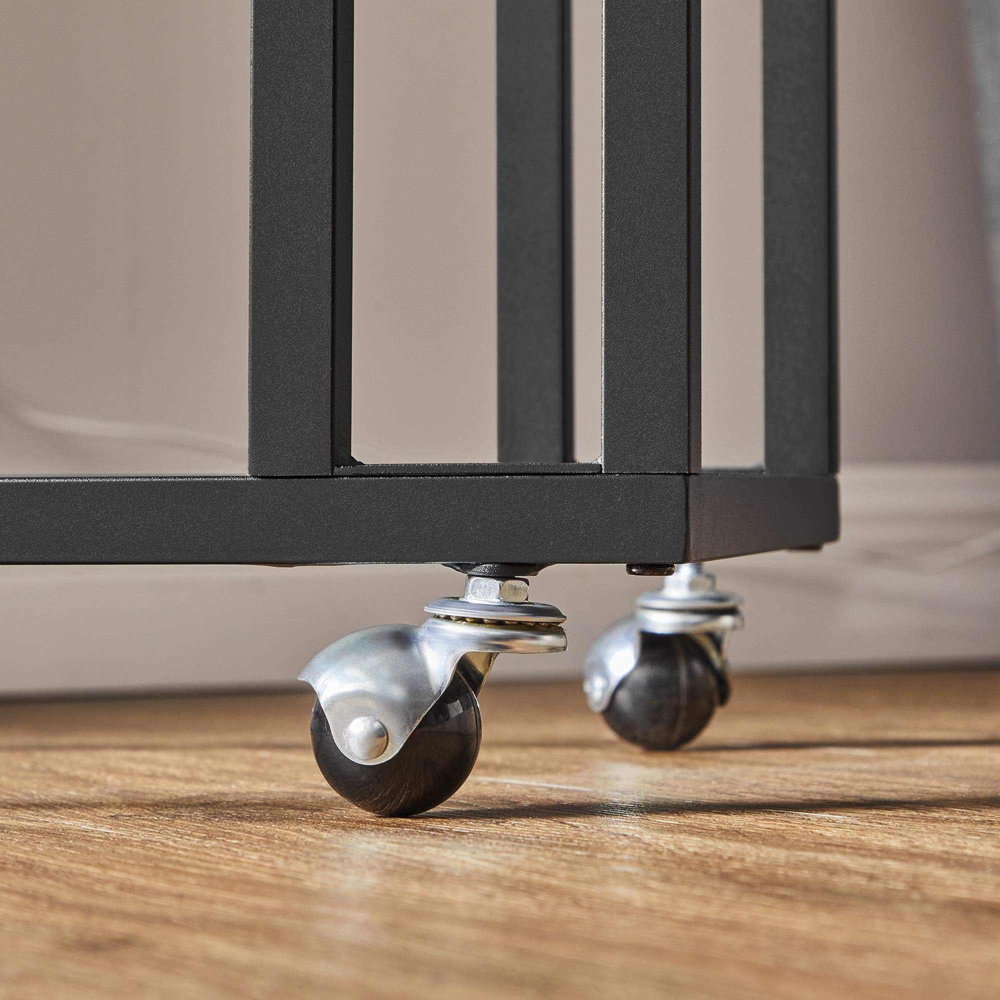 VASAGLE Beistelltisch, Sofatisch mit Rollen, C-Form, mobiler Kaffeetisch, 35 x 50 x 60 cm, Wohnzimmertisch mit Metallgestell, für Kaffee und Laptop, Industrie-Design, vintagebraun-schwarz LNT50X 7