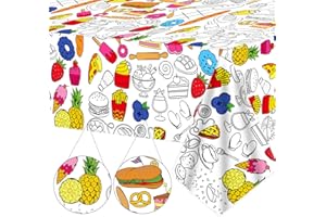 QYEAHKJ Giant Paper Coloring Tablecloth for Kids Huge Food Fun Design World Posters Activity Large Food Color-in Paper Poster Table Cover for Kids Boys Girls Preschool Kindergarten Classroom Arts and Crafts