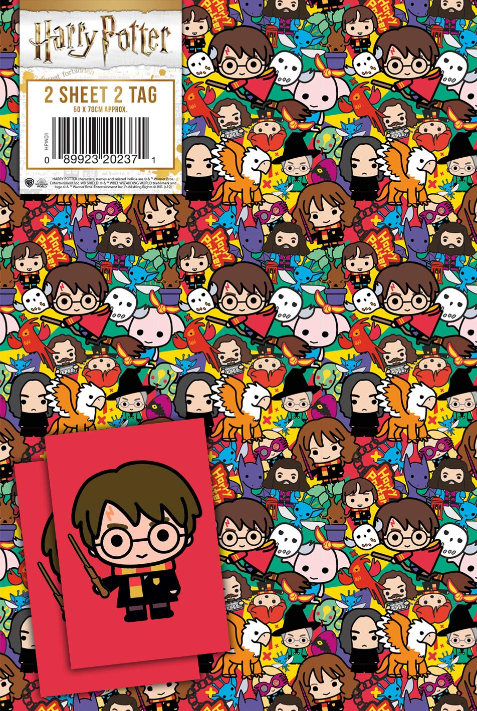 Harry Potter Wrapping Paper 10 Sheets 10 Tags Sheet Size 70cmx50cm Official Product Responsibly Resourced