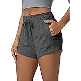 ODODOS Women's Sweat Shorts with Pockets Cotton French Terry Drawstring Summer Workout Casual Lounge Shorts