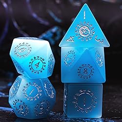 UDIXI Natural Blue Cat's Eye Stone DND Dice Set