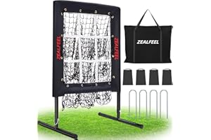 ZEALFEEL Baseball Pitching Net, 9 Hole Pitching Net with Strike Zone, 5 Height Adjustable Throwing Trainer, Heavy Duty Baseba